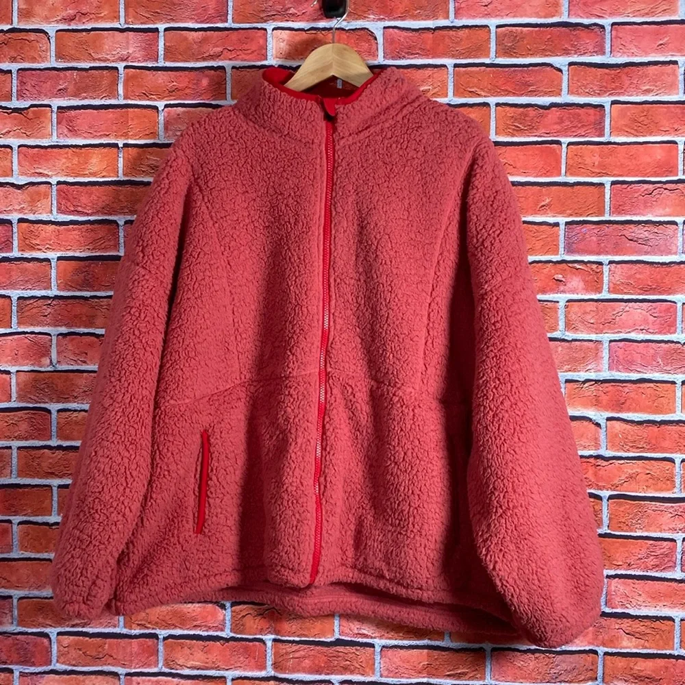 Zelos Sherpa Full‎ Zip Jacket in Rose Rouge Size 2XL